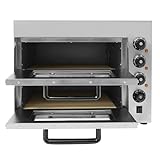 Loobiiny Elektrischer Pizzaofen,Edelstahl BacköFen 20l,Elektro Ofen Mit Handschuhe Und Platten,Einstellbare Timer,2 Etagen Pizza Oven
