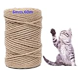 Parain Sisalseil für Kratzbaum Kratzsaule Katzenbaum Katzen Natürlich 6mm 60m Garten Juteschnur Jutegarn Naturfarbe