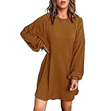 Basicspace Braunes Damen Pulloverkleid Langarm Strickkleid Lockeres Kleid Übergroßes Kleid Damen(XXL,braun)