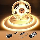 luktix COB LED Streifen 2M, LED Streifen Warmweiss 3000K, 24V Dimmbar LED Streifen Licht, CRI92, 8mm Breite, mit Fernbedienung und Netzteil, für Home Dekoration, Küche, Spiegel