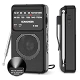 SEANCHEER 332 AM FM UKW Radio Klein, Transistorradio Mittelwellenradio mit Exzellentem Empfang, Radio Batteriebetrieben AA-Batterie, Kofferradio mit Rückclip zum Reisen, Wandern.