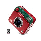 Mini Digitalkamera, mit 64 GB Speicher, 1080P FHD, Retro 48MP Portable Student Camera, Tragbarer Micro-Video-Camcorder, Perfekt für unterwegs (Retrorot)
