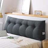 AZVFLY Keilkissen für Bett und Sofa: Bequem Rückenkissen Praktisches Seitenfach multifunktions Wandkissen dreieckiges Lesekissen (Dunkelgrau, 120 * 50 * 20)