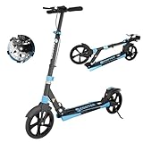 MEE GOO Erwachsenen Scooter – Klappbar mit Scheibenbremse & Doppel-Stoßdämpfern, 200mm PU-Räder, ABEC-7 Kugellager, rutschfeste Deck (Rosa/Weiß/Blau) – Max. 100kg (SCHWARZ)