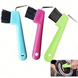 3 Hufauskratzer,Hufkratzer Pferdekopf Hufauskratzer mit Bürste 2 in 1,Hufräumer Pferd,Pferdepflege Zubehör Antirutschgriff Pferd Grooming Tools für die Pferde-Hufpflege,Zufällige Farbe