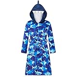 WYTbaby Bademantel Kinder Mädchen Flauschig Fleece bademantel mädchen Lange Ärmel Kinderbademantel mit Kapuze für Jungen und Mädchen 7-9 Jahre
