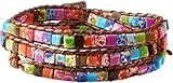 PGPAYH Armband, Armbänder, Armbänder for Frauen, Perlen-Wickelarmbänder, Edelstein-geflochtenes Regenbogen-Pride-Armband, Synthetisches imperiales Jaspis-Würfel-Armband mit DREI Schlaufen