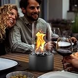 Edelfeld - Wärmender Tischkamin für Garten Terrasse Balkon Tisch Deko - Bioethanol Tischfeuer für Indoor & Outdoor - Verstellbare Flamme - Bio Ethanol Kamin inkl. Flammenringe und Schwarze Dekosteine