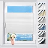 TFSKY Plissee ohne Bohren Verdunkelung Klemmfix Weiß B45 x H120 cm Thermo Plissees Verdunklung 100% Blickdicht Plisseerollo für Fenster & Tür Verdunklungsplissee Sonnenschutz Sichtschutz