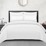 Pamposh Satin Streifen Einzelbettbezug Set - Prämie Hotel Qualität Bettbezug Bettwäsche Sets - Hypoallergene Ultraweiche Mikrofaser Bettwäsche Set (Einzel (135 x 200 cm))