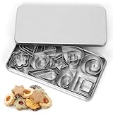 Plätzchen Ausstecher Mini, 30 Stück Mini Ausstecher Set, Kleine Keksausstecher aus Edelstahl, Geometrische Keks Ausstechformen Set, Sternblumen Sechseck Herz Formen Cutter für Backen Fondant Torten