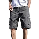 Cargohose Herren Kurze Hosen Herren Cargo Shorts Sommer Bermuda Shorts Outdoor Arbeitshose mit Tasche Lässiges Chino Cargoshorts Causal Sommerhosen Baumwolle Laufshorts Jogginghose Outdoor Sport