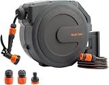 Giraffe Tools Automatikschlauchtrommel 30m+2m, Wandmontierte Gartenschlauch-Aufroller 180° Schwenkbar mit Multibrause und Anschlussschlauch