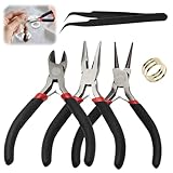 APOMOONS 5 Stk Schmuckzangen Set, Drahtschneider Kettennase und Rundzange, Multifunktionale Kleine Zange Schmuckherstellung, Diy, Handwerk, Reparatur und Drahtwickeln