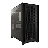 Corsair 4000D Airflow Mid-Tower-ATX-Gehäuse mit Gehärtetem Glas (Frontverkleidung Hohen Luftdurchsatz, Seitenabdeckung aus Gehärtetem Glas, Zwei im Lieferumfang 120-mm-Lüfter) Schwarz