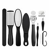 Rynvarl 10-in-1 Pediküre Set, Edelstahl Fußfeile, Hornhaut Hobel, Nagelknipser, professionelle Werkzeuge zur Entfernung von abgestorbener Haut, für Männer und Frauen, für die Fußpflege zu Hause
