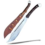 Handgefertigte DAO Machete – 40,6 cm lange Klinge, handgeschmiedete, robuste Dschungel-Machete mit hochwertigem Palisander-Griff, Vollzapfen-Design und Lederscheide für ultimative Haltbarkeit und