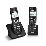 VTech ES2001 DECT Telefon Schnurlos 2 Mobilteile mit Anrufsperre, Lautstärkeregelung, Anrufer-ID/Anklopfen, 18 Stunden Gesprächszeit, Kurzwahl, hintergrundbeleuchtetes Display & Tastatur, ECO-Modus