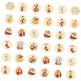 SHERCHPRY Weihnachtsknöpfe 200 Stück Holzknöpfe 15mm Nähzubehör Bastelknöpfe mit Weihnachtsmuster für Scrapbooking Grußkarten und Heimdekor