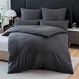 Soifox Winter Thermo Fleece Bettwäsche 135x200 Anthrazit, Flauschige und Warme Cashmere Touch Bettbezug + Kissenbezug 80x80 cm mit Reißverschluss