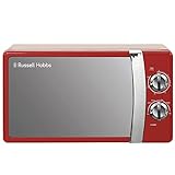 Russell Hobbs RHMM701R Manuelle Solo-Mikrowelle mit 5 Leistungsstufen, Klingelton und Timer, Auftaufunktion, einfache Reinigung, 17 L, 700 W, Rot