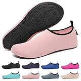SAGUARO Badeschuhe Wasserschuhe Schwimmschuhe Aquaschuhe für Damen, Schnell Trocknend Strandschuhe Seeigel Neoprenschuhe für Wassersport mit Drainagelöcher Rosa Gr.40/41