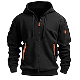 KONG JIMFAN Zipper Hoodie Ohne Kapuze Sommerjacke Hoodie Zipper Kapuzenjacke Herren Sweatshirt Herren Ohne Kapuze Pullover & Strickjacken Für Hoodie Herren(#B Black,S)