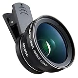 BAONUO 2-in-1 Handy objektiv Set,Objektiv für Handy, 0,45 x Weitwinkelobjektiv 140° + 12,5 x Makroobjektiv, für iOS iPhone und meisten Android Smartphone Schwarz (dunkel)