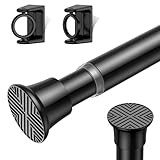 AIZESI Gardinenstange ohne Bohren 1 Stück Schwarz, verstellbar 60-120 cm – Klemmstange für Fenster, Kleiderschrank, Abstellschrank,teleskopstange zum klemmen
