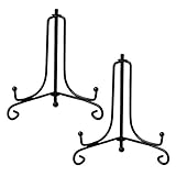 Deolven Eisen Tellerständer,2 Pack 6 Zoll Schwarz Metall Tellerständer Eisen Staffelei Display Ständer Tellerhalter Aufsteller für Schüssel Teller für Heimtextilien