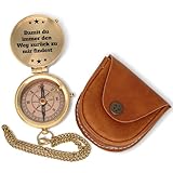 SonKo® Kompass antik Optik Sonnenuhr Kompass personalisiert – nautischer funktionsfähige Maritime Deko aus Messing inkl. Etui. Konfirmation Geschenk Kommunion