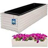 KOTARBAU® Blumenkasten aus Holz 64x20cm mit Innentopf Balkonkasten Weiß Balkontopf Blumentopf Pflanzkübel Holzblumentopf Blumenkasten Blumenkübel Outdoor Balkon Garten Terrassen Kasten mit Einsatz