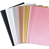 Feibmir 60 Blatt Geschenkpapier Seidenpapier, farbiges Papier, Kraftpapier für Geschenkverpackungen und handgemachte Dekoration,50 x 35 cm(Roségold, Gold, Silber, Rosa, Schwarz, Weiß)