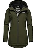 MARIKOO Damen Übergangsjacke leichte Jacke mit Kapuze Honigbeere Olive Gr. XXL