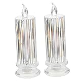 Gatuida 2 Stück LED Transparente Elektronische Flammenlose Kerzenlampe mit Sockel Batteriebetriebene Dekorative Party und Raumbeleuchtung Sicher Langlebig und Augenschonend für
