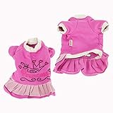 SussexHome Pets XXL Hundekleid für den Winter, waschbar, süßer Hundepullover – volle Abdeckung bestickter Hundepullover für Mädchen – Fuchsia
