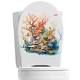 Wandaufkleber für WC Seat - PVC transparente Aufkleber für WC -Abdeckung | Themendekoration Unterwasserbad mit Schulen und Einkaufszentren