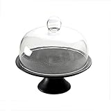 CTCOIJRN Wird verwendet, um Kuchen-Käse-Abdeckplatten, Geburtstagsparty-Dessert-Tische, Keramiktabletts, rutschfeste Käseplatten-Abdeckungen, Kuchenständer anzuzeigen(Tray+Glass Cover,10 inches)