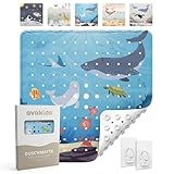 avakido® Duschmatte rutschfest Kinder - 100% BPA frei Inklusive 2 Haken zum Trocknen - Antirutschmatte, Duscheinlage - schimmelresistent & maschinenwaschbar