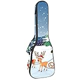 Rucksack für Konzert-Ukulele, strapazierfähig, mit Stauraum, Sopran-, Konzert-, Tenor-Ukulele, 10 mm, gepolsterte Tasche für Weihnachten, Nikolaus, Reiten, Schlitten
