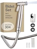 Praknu Bidet Set mit Handbrause, Schlauch & Halter Edelstahl Rostfrei - Inkl. 2 Dichtungen - 𝗘𝗶𝗻𝗳𝗮𝗰𝗵𝗲 𝗠𝗼𝗻𝘁𝗮𝗴𝗲 - WC Handbrause - Bidet Dusche
