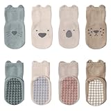 Bio-Baumwolle Stoppersocken Kinder Baby 4 Paar ABS Atmungsaktiv Antirutschsocken Kinder Rutschfeste Socken Kinder Rutschsocken Kinder für Neugeborene Jungen Mädchen Tennissocken Sportsocken für Kinder