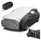 Lubardy SUV Abdeckplane Auto Allwetter-Wasserdicht UV-Schutz Winddicht Außen Vollständige Autoabdeckung, Universal Fit für SUV Länge bis zu 510cm Schwarz und Silber(510 * 190 * 180CM)