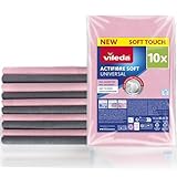 Vileda Actifibre Soft Universal Mikrofasertücher | Saugstarke & streifenfreie Reinigungstücher für alle glatten Oberflächen | Waschbar & wiederverwendbar - Rosa & Grau | 10 Stück