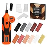 Lascano Reparaturset für Laminat, Parket, Holz, Vinylböden und Fliesen | Wachsschmelzer mit USB-Anschluss | Profi Holzkitt mit [11] Hartwachs Stangen