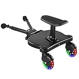 Universelles Kinderwagen-Board mit 2 LED-beleuchteten Rädern und abnehmbarem Sitz, 2-in-1-Sitz- und Steh-Kinderwagen-Gleitbrett hält Kinder bis zu 25 kg