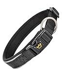 Rudelkönig Hundehalsband Paola - Verstellbares Halsband Hund aus Nylon - Reflektierendes Hundehalsband mittelgroße Hunde in schwarz