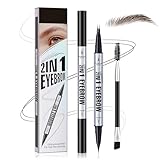 Zweizinkiger Augenbrauenstift, Wasserfester 2-in-1-Flüssiger Augenbrauenstift mit Gabel- und Pinselspitze, Zum Zeichnen der unteren Wimpern und der Seidenraupe (Dunkelbraun)