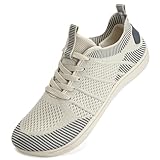 IceUnicorn Breite Barfuss Schuhe Damen Barfußschuhe Leichte Zero-Drop Atmungsaktiv Unisex Herren Minimalistische Outdoor(555Beige,40EU