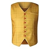 Generisch Herren Weste, Casual Plaid Slim Vest Anzugsweste Jacke Outdoor Softshell Daunenjacke Ärmellos Winddicht Westen Sommer Leichte Männer Herrenwesten Veste Jagd Gilets Jeans (L, Gelb)